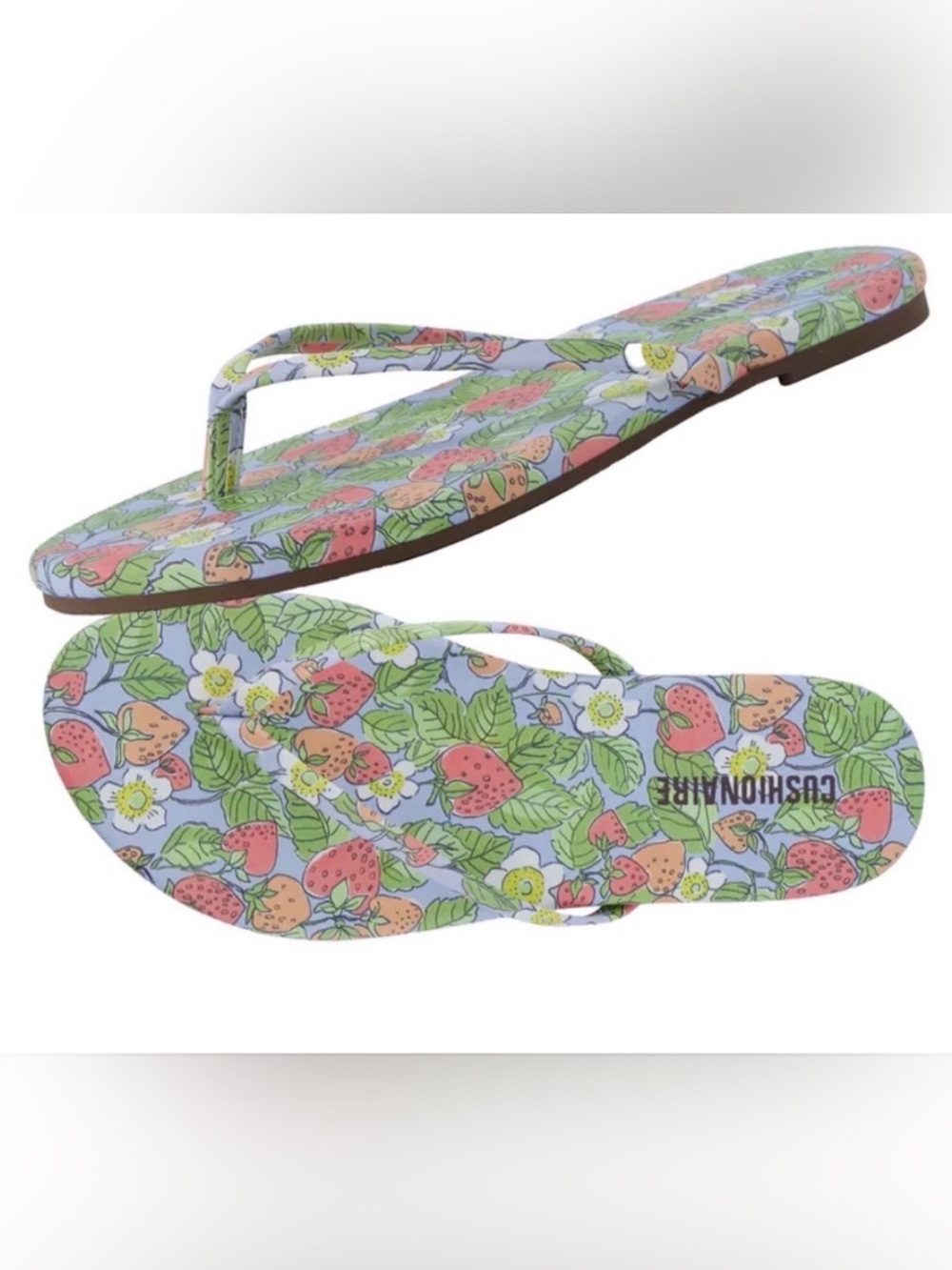 CUSHIONAIRE Womens Cushioned Lightweight Strawberry Flip Flop Sandals 11 Comfy